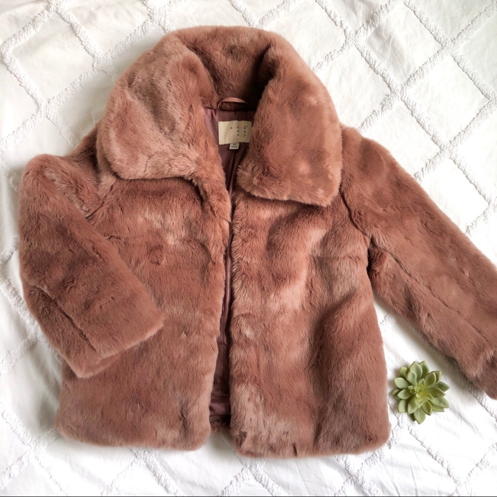 Blush Faux fur coat